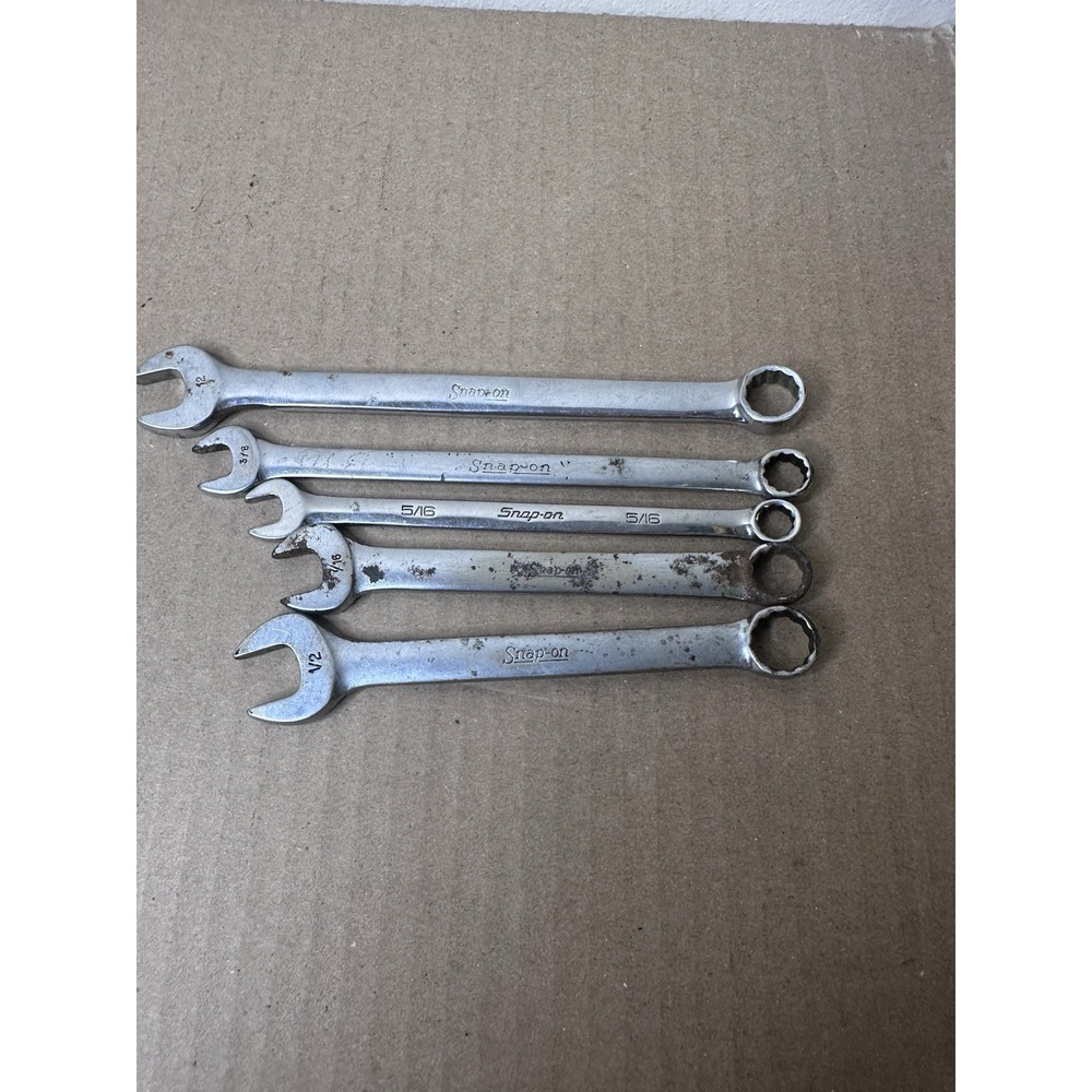 Vintage Snap-on USA Combination Wrench Lot 5pc SAE OEX 5/16 3/8 7/16 1/2 3/4
